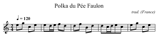 Polka du Pée Faulon - staff notation