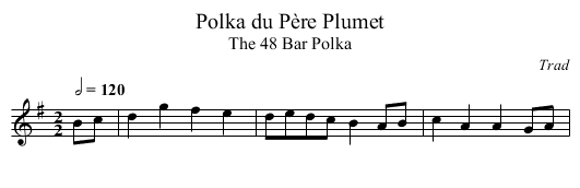 Polka du P&egrave;re Plumet - staff notation
