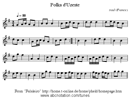 Polka d'Uzeste - staff notation
