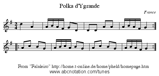 Polka d'Ygrande - staff notation
