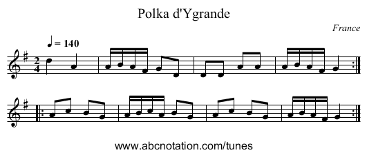 Polka d'Ygrande - staff notation