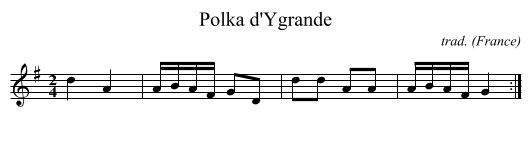 Polka d'Ygrande - staff notation