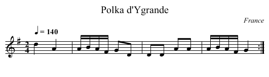 Polka d'Ygrande - staff notation