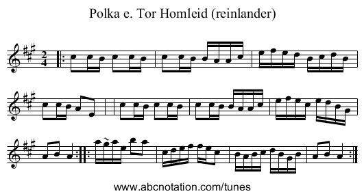 Polka e. Tor Homleid (reinlander) - staff notation