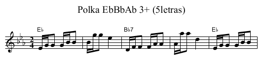 Polka EbBbAb 3+ (5letras) - staff notation