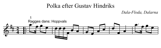 Polka efter Gustav Hindriks - staff notation