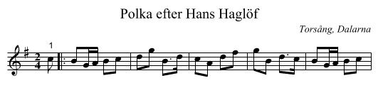 Polka efter Hans Haglöf - staff notation