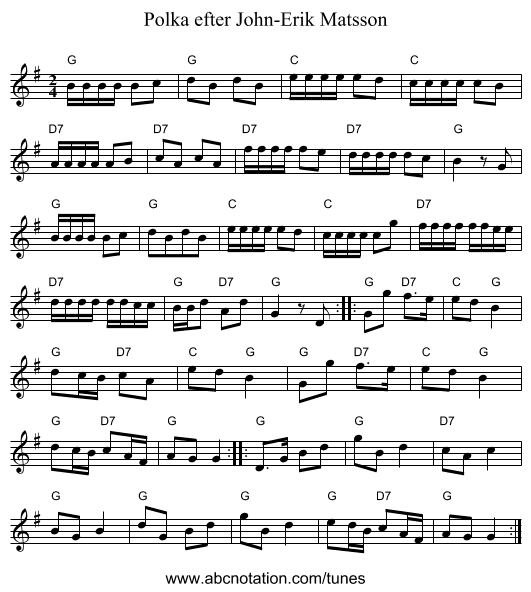 Polka efter John-Erik Matsson - staff notation