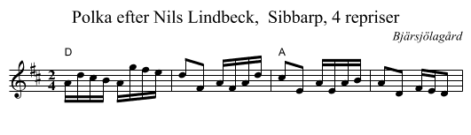 Polka efter Nils Lindbeck,  Sibbarp, 4 repriser - staff notation