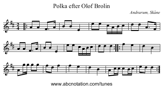 Polka efter Olof Brolin - staff notation