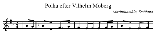 Polka efter Vilhelm Moberg - staff notation