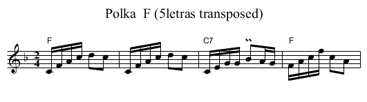 Polka  F (5letras transposed) - staff notation