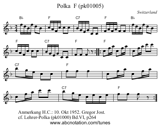 Polka F (pk01005) - staff notation