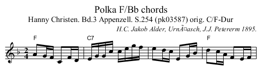 Polka F/Bb chords - staff notation