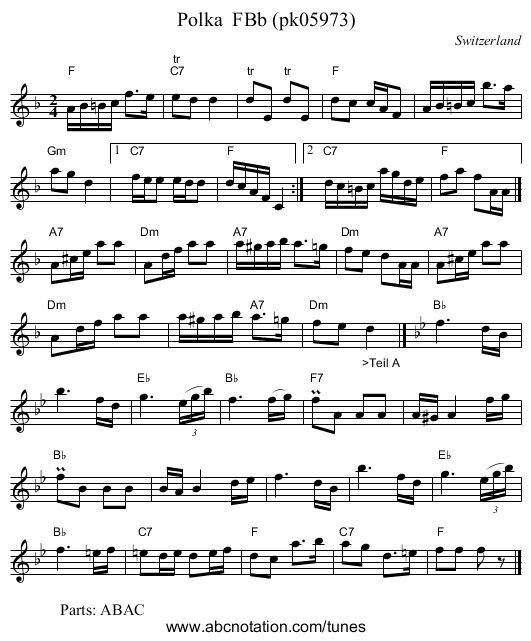 Polka  FBb (pk05973) - staff notation