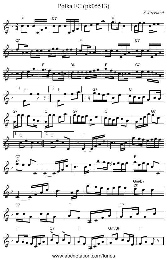 Polka FC (pk05513) - staff notation