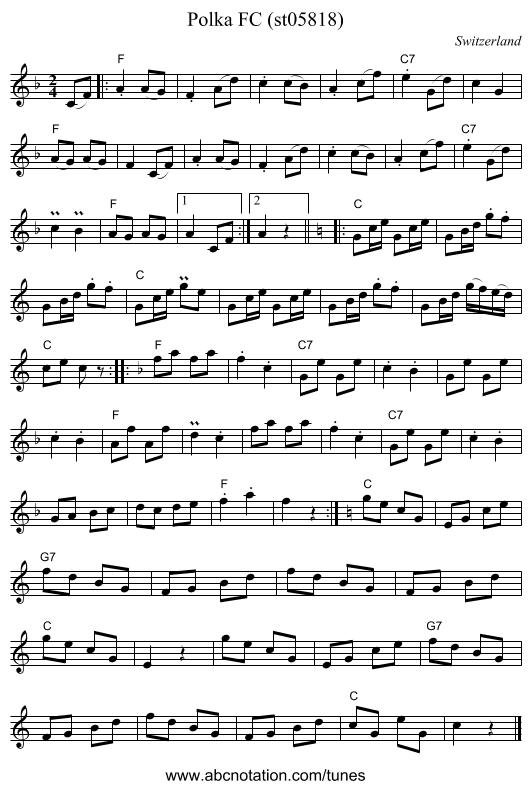 Polka FC (st05818) - staff notation