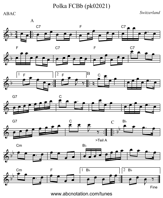 Polka FCBb (pk02021) - staff notation
