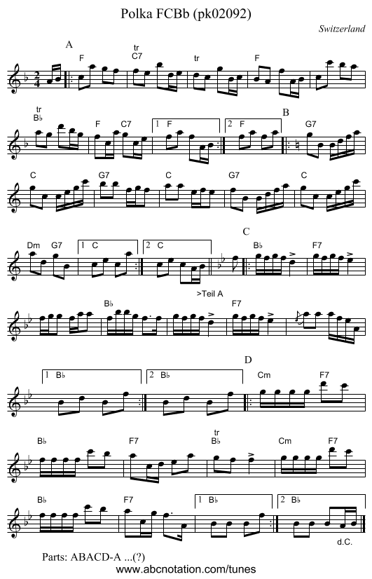 Polka FCBb (pk02092) - staff notation