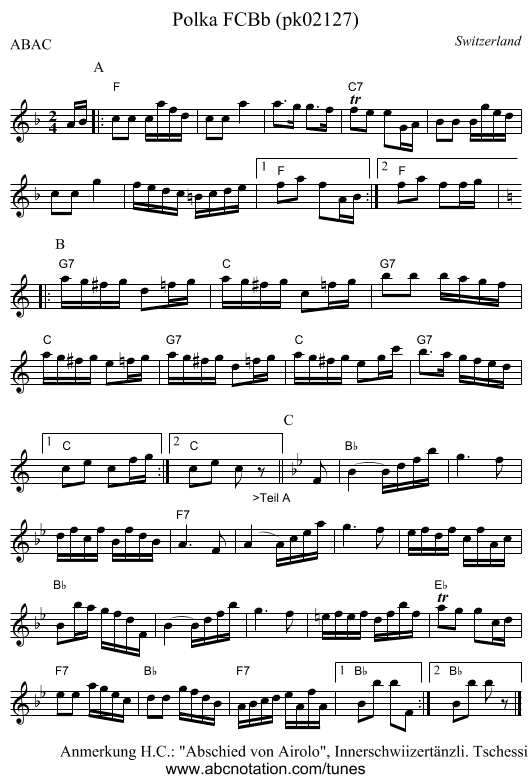 Polka FCBb (pk02127) - staff notation