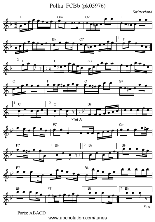Polka  FCBb (pk05976) - staff notation