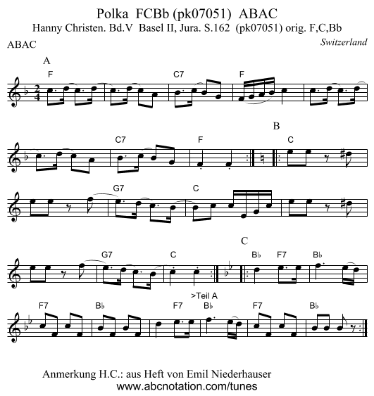 Polka  FCBb (pk07051)  ABAC - staff notation