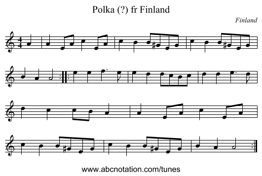Polka (?) fr Finland - staff notation