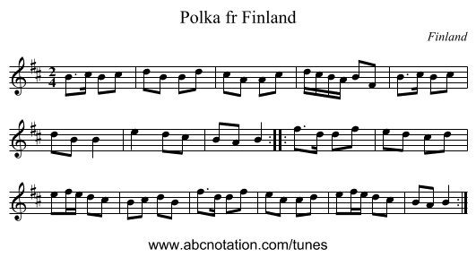 Polka fr Finland - staff notation