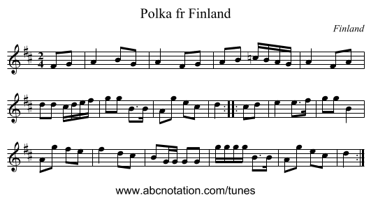 Polka fr Finland - staff notation