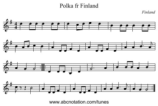 Polka fr Finland - staff notation