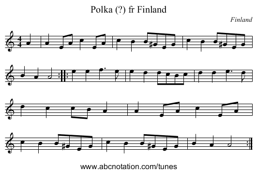 Polka (?) fr Finland - staff notation