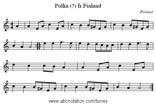 Polka (?) fr Finland - staff notation