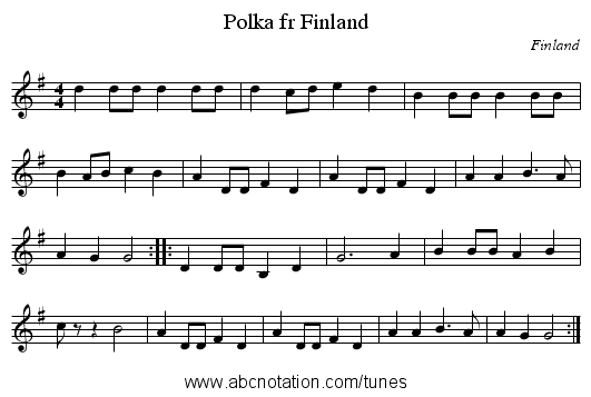 Polka fr Finland - staff notation