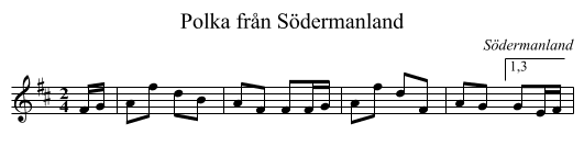 Polka fr&aring;n S&ouml;dermanland - staff notation