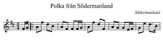 Polka fr&aring;n S&ouml;dermanland - staff notation