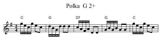 Polka  G 2+ - staff notation