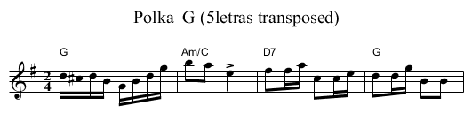 Polka  G (5letras transposed) - staff notation