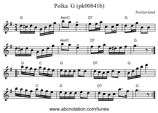 Polka  G (pk00841b) - staff notation