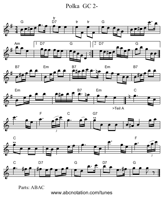 Polka  GC 2- - staff notation