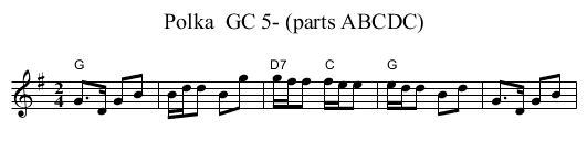 Polka  GC 5- (parts ABCDC) - staff notation