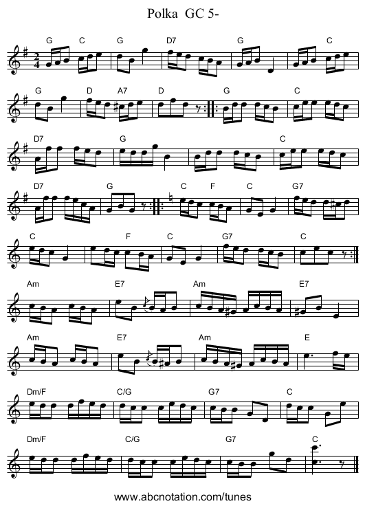 Polka  GC 5- - staff notation