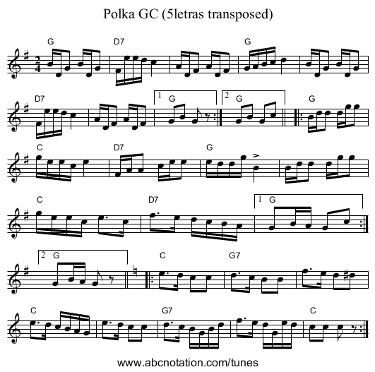 Polka GC (5letras transposed) - staff notation