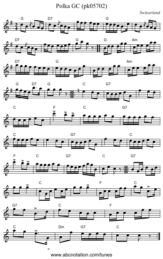 Polka GC (pk05702) - staff notation