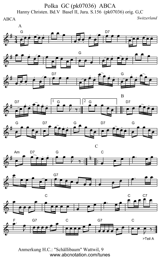 Polka  GC (pk07036)  ABCA - staff notation