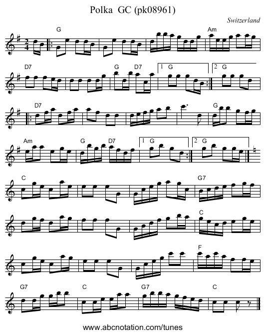 Polka  GC (pk08961) - staff notation