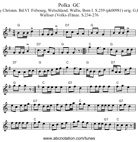 Polka  GC - staff notation