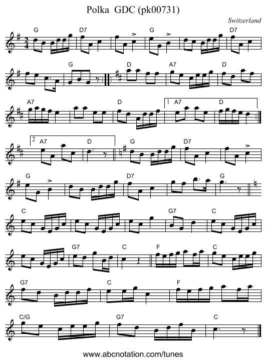 Polka  GDC (pk00731) - staff notation
