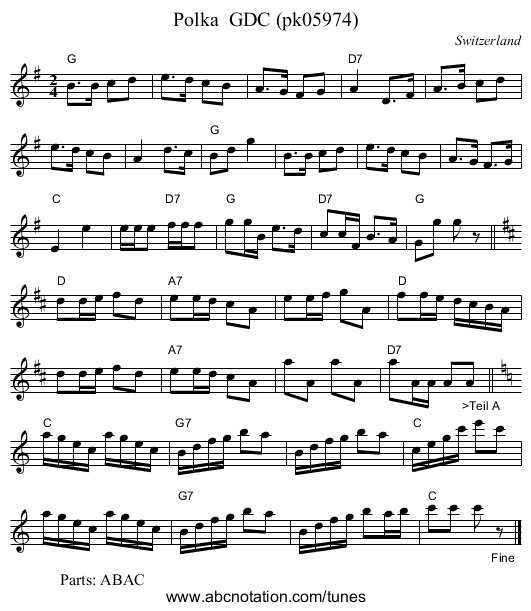 Polka  GDC (pk05974) - staff notation