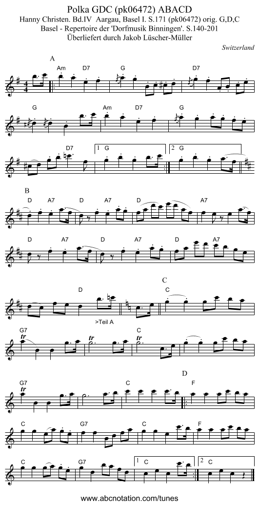 Polka GDC (pk06472) ABACD - staff notation