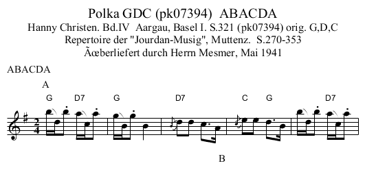 Polka GDC (pk07394)  ABACDA - staff notation
